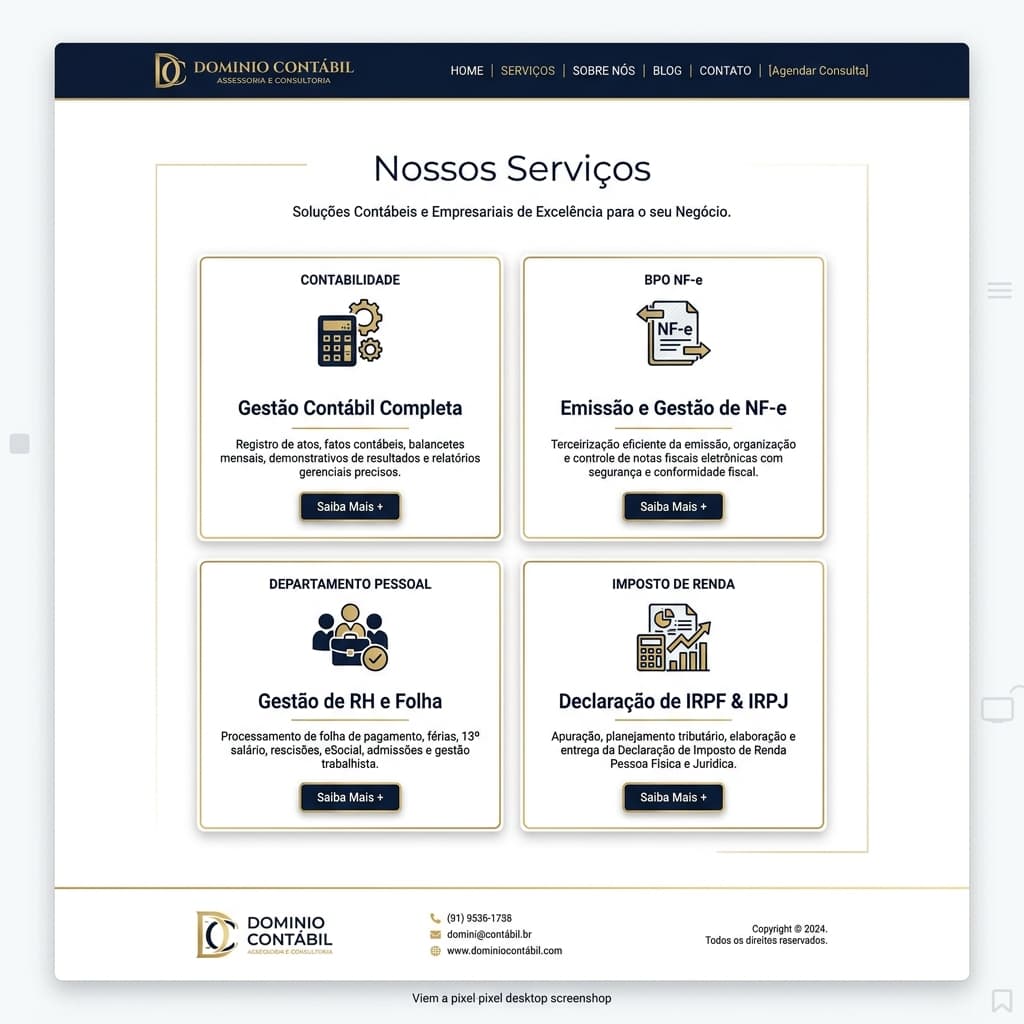 Seção de serviços do site Agência Contábil