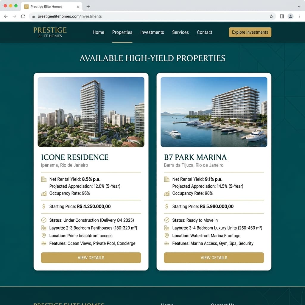 Detalhes dos empreendimentos — Icone Residence e B7 Park Marina
