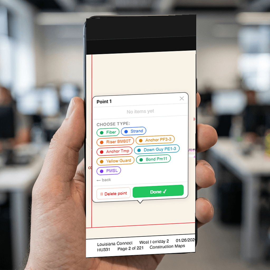 Interface de anotação de mapa — marcação ponto a ponto